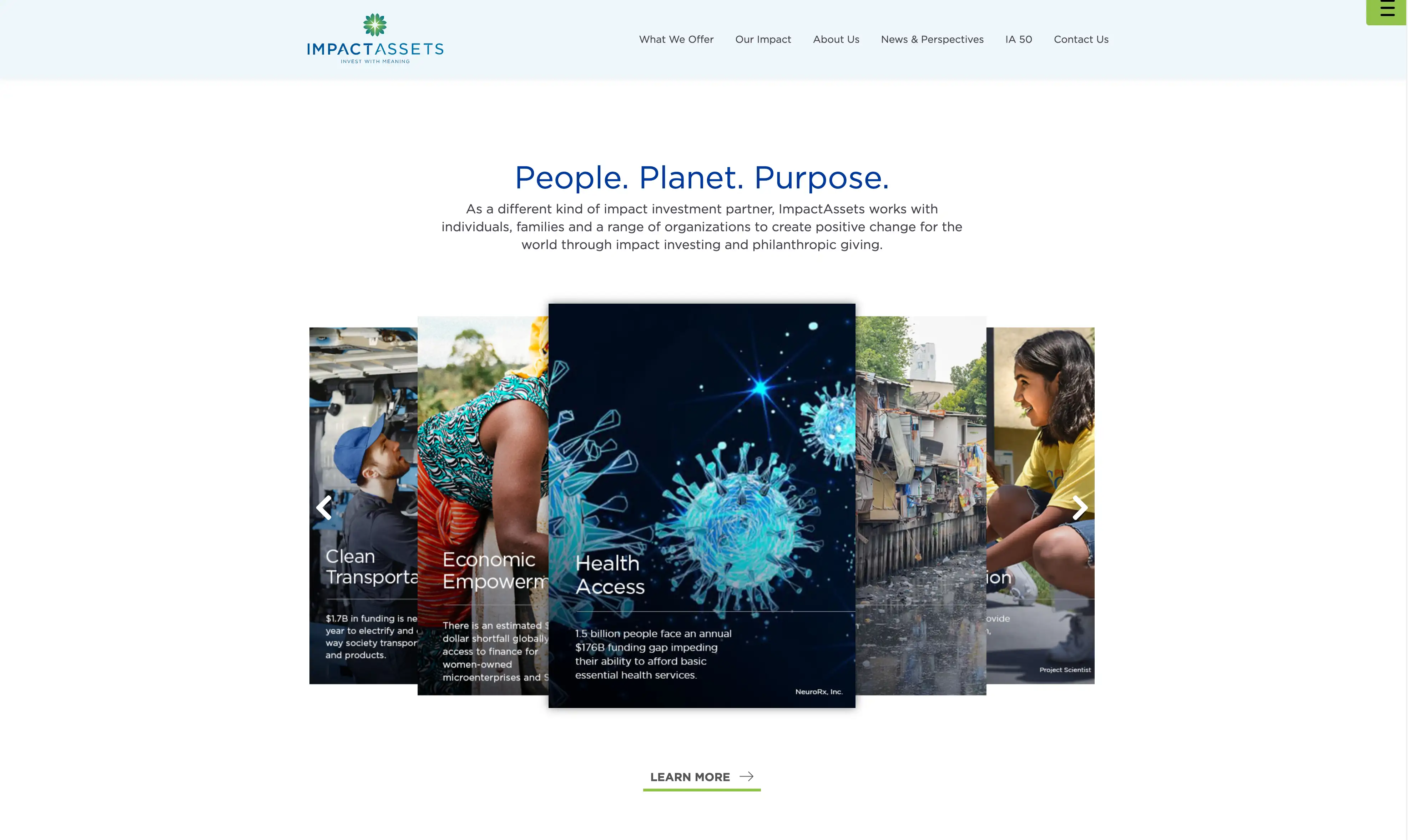 Impact Assets responsive website redesign, content page 2