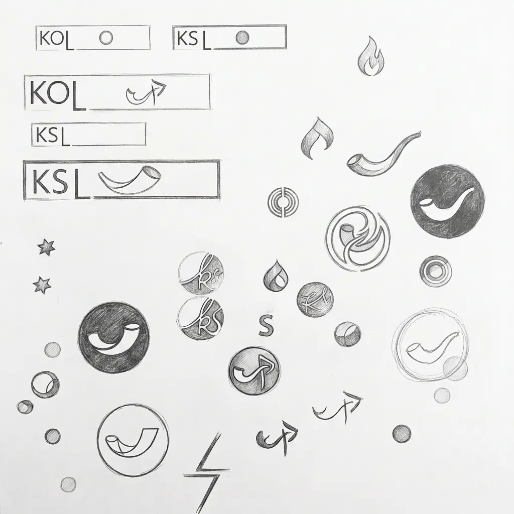 Kol Shofar symbol and final logo sketches