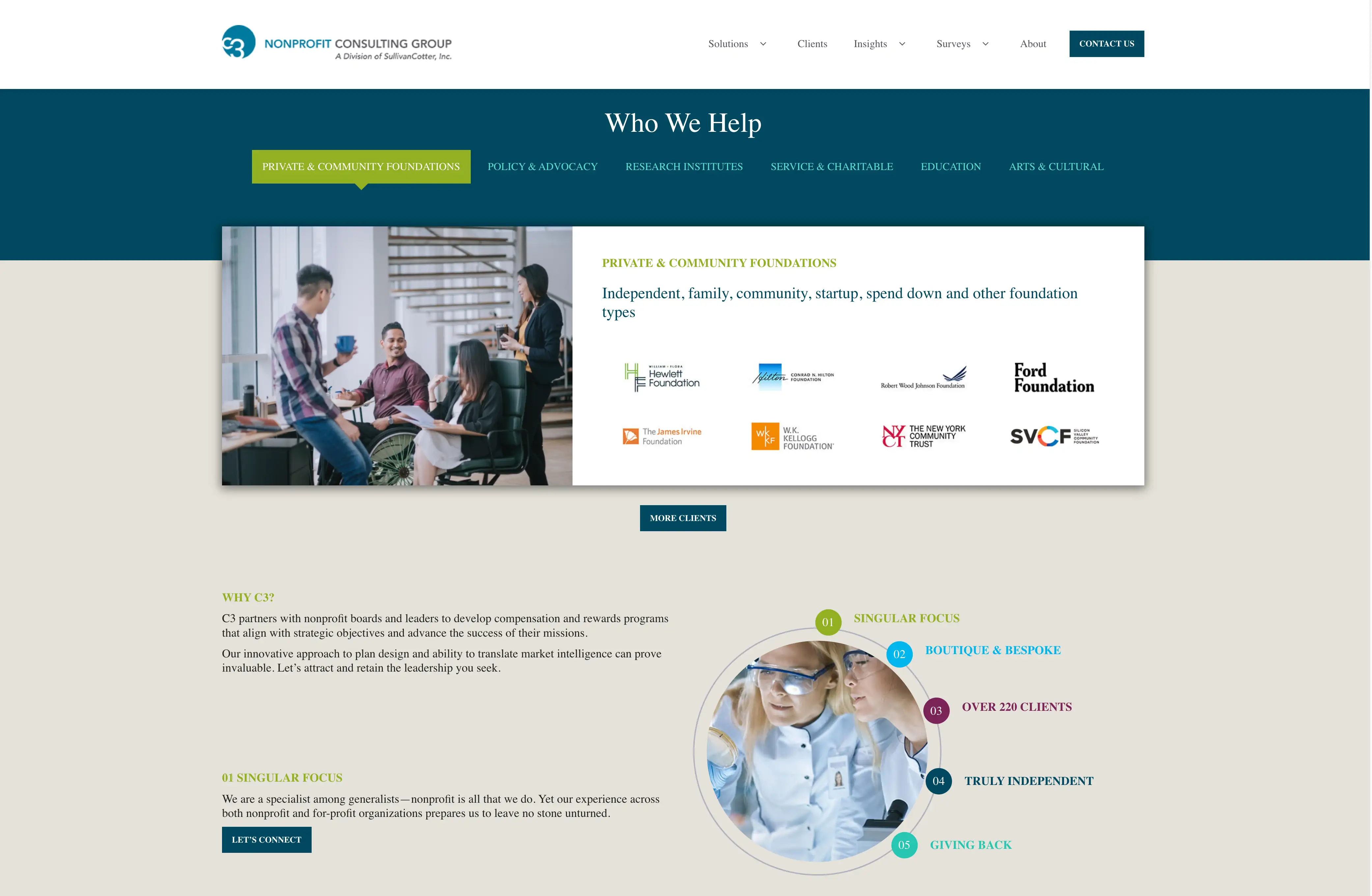 C3 Nonprofit Consulting responsive website redesign, content page 3