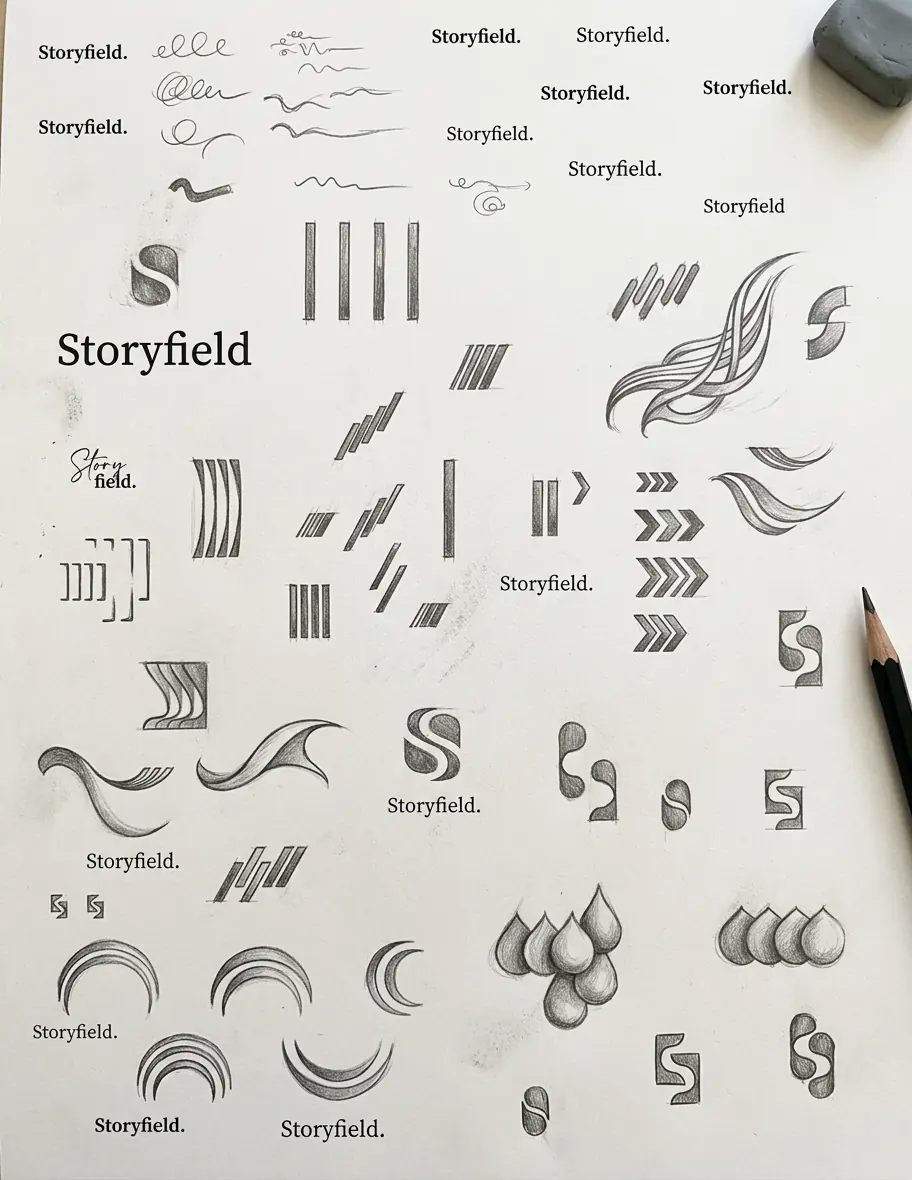 Storyfield logo concept sketches