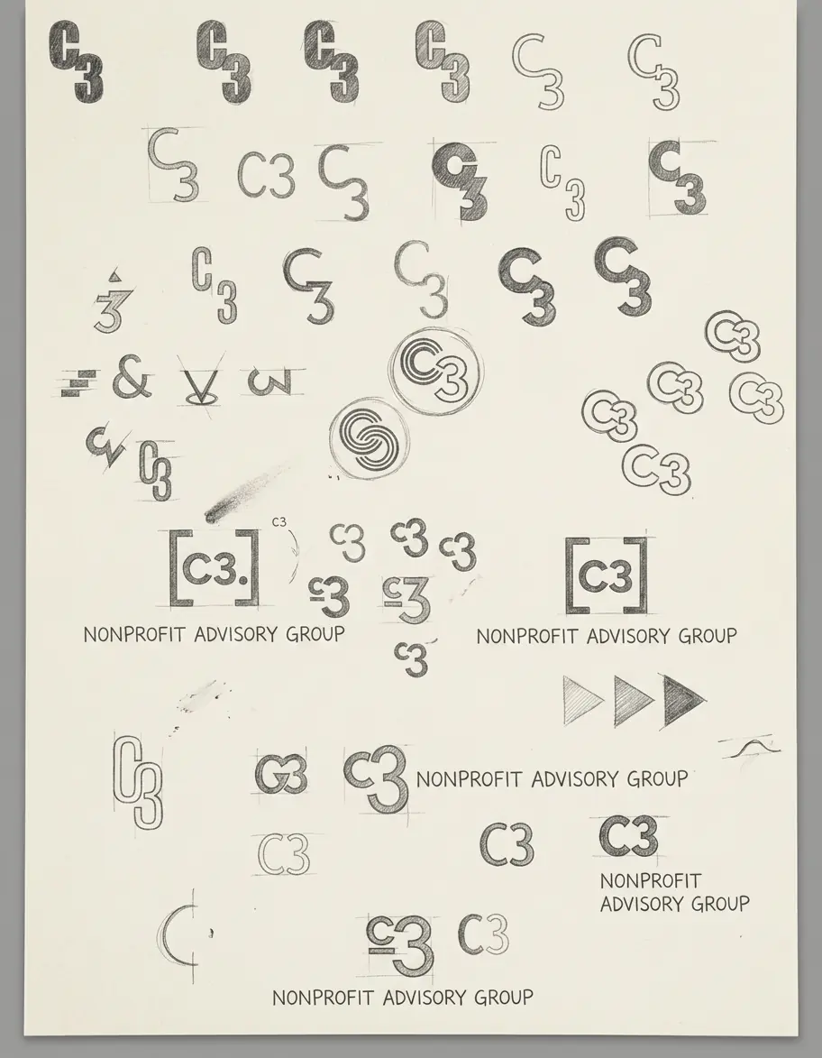 C3 brand identity sketch process