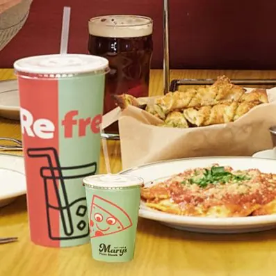 Mary's Pizza Shack brand design application 3